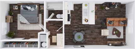 One Bedroom 244 floor plan